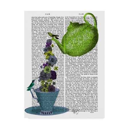 Fab Funky 'Teapot, Cup And Flowers, Green And Blue' Canvas Art,24x32
